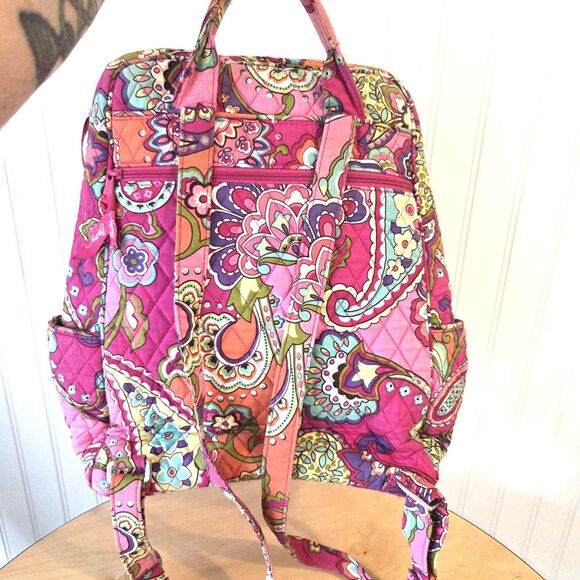 Vera Bradley Pink Floral Paisley Quilted Backpack Travel School Bag main image 7